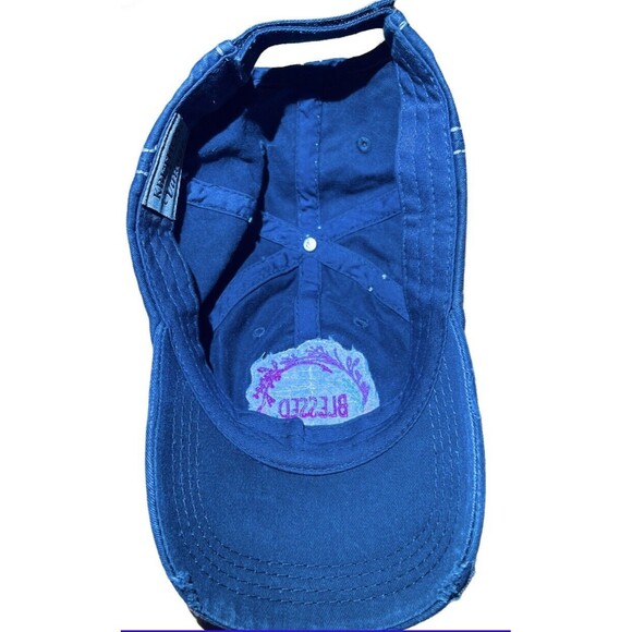 Womens Hat Cap “Blessed” Kbethos‎ Vintage Embroidered Gray Adjustable Floral - Picture 7 of 9